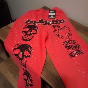 New Unisex Hot Pink Graphic Joggers. Oversized Fit.